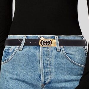 Gucci Vintage reversible leather belt with gold and silver G buckle